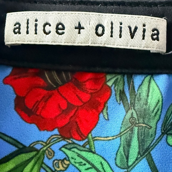 Alice + Olivia Conner Floral Scarf-Print Shirt Dress Size Large - Picture 3 of 13